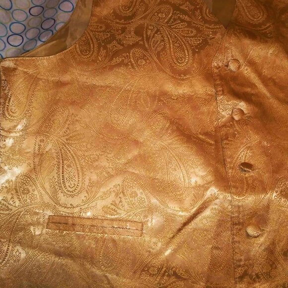 Vesuvio Napoli Paisley Vest Italy - Warm Gold Sz M - Picture 5 of 10
